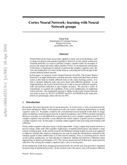 Cortex Neural Network: learning with Neural Network groups