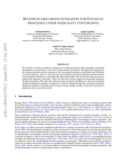 Maximum likelihood estimation for Gaussian processes under inequality
  constraints