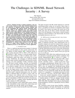 The Challenges in SDN/ML Based Network Security : A Survey