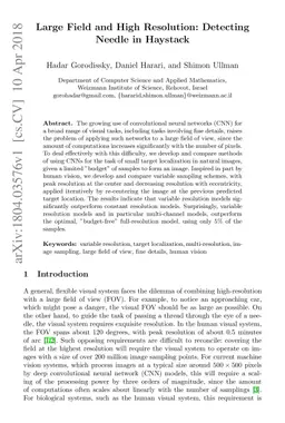 Large Field and High Resolution: Detecting Needle in Haystack