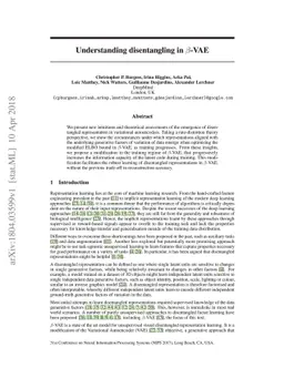 Understanding disentangling in $β$-VAE