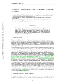 Semantic embeddings for program behavior patterns