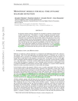 Monotonic models for real-time dynamic malware detection