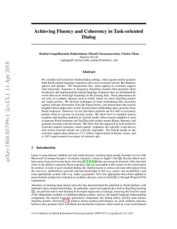 Achieving Fluency and Coherency in Task-oriented Dialog