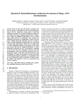 Hybrid-IoT: Hybrid Blockchain Architecture for Internet of Things - PoW
  Sub-blockchains