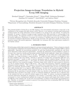 Projection image-to-image translation in hybrid X-ray/MR imaging