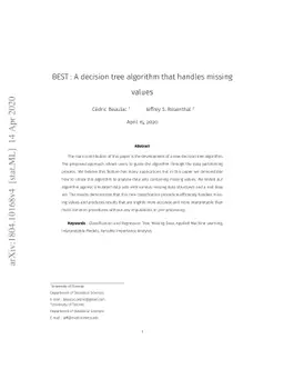 BEST : A decision tree algorithm that handles missing values