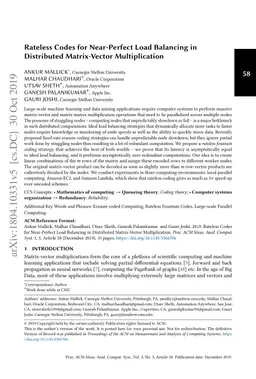 Rateless Codes for Near-Perfect Load Balancing in Distributed
  Matrix-Vector Multiplication