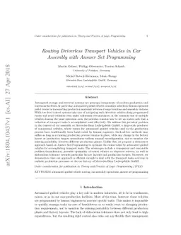 Routing Driverless Transport Vehicles in Car Assembly with Answer Set
  Programming