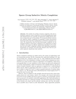 Sparse Group Inductive Matrix Completion