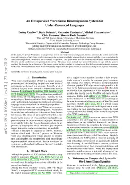 An Unsupervised Word Sense Disambiguation System for Under-Resourced
  Languages