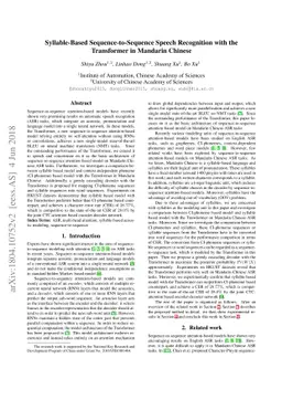 Syllable-Based Sequence-to-Sequence Speech Recognition with the
  Transformer in Mandarin Chinese