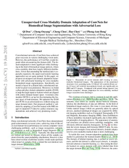 Unsupervised Cross-Modality Domain Adaptation of ConvNets for Biomedical
  Image Segmentations with Adversarial Loss