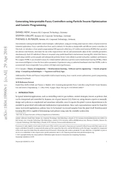 Generating Interpretable Fuzzy Controllers using Particle Swarm
  Optimization and Genetic Programming