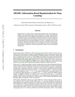 SHADE: Information Based Regularization for Deep Learning