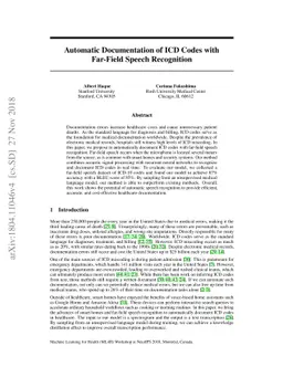 Automatic Documentation of ICD Codes with Far-Field Speech Recognition