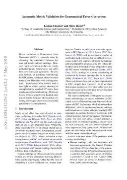 Automatic Metric Validation for Grammatical Error Correction