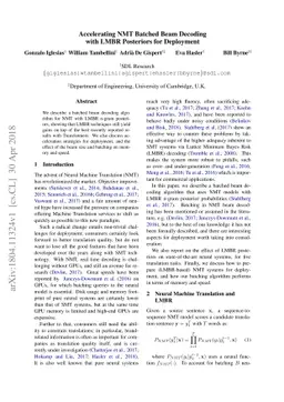 Accelerating NMT Batched Beam Decoding with LMBR Posteriors for
  Deployment
