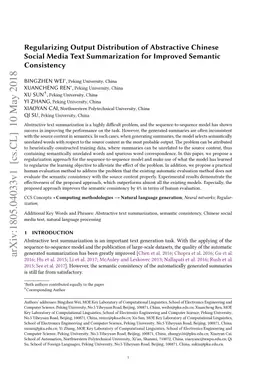 Regularizing Output Distribution of Abstractive Chinese Social Media
  Text Summarization for Improved Semantic Consistency