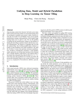 Unifying Data, Model and Hybrid Parallelism in Deep Learning via Tensor
  Tiling
