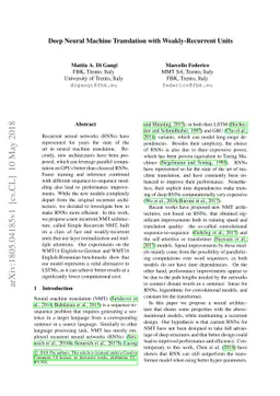 Deep Neural Machine Translation with Weakly-Recurrent Units