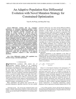 An Adaptive Population Size Differential Evolution with Novel Mutation
  Strategy for Constrained Optimization