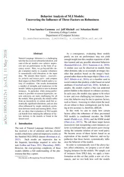 Behavior Analysis of NLI Models: Uncovering the Influence of Three
  Factors on Robustness