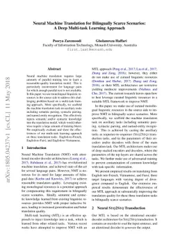 Neural Machine Translation for Bilingually Scarce Scenarios: A Deep
  Multi-task Learning Approach