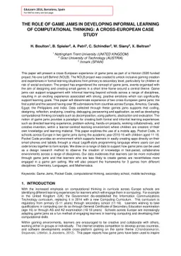The role of game jams in developing informal learning of computational
  thinking: a cross-european case study