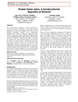 Pocket Game Jams: a Constructionist Approach at Schools