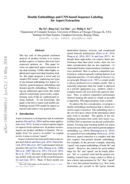 Double Embeddings and CNN-based Sequence Labeling for Aspect Extraction