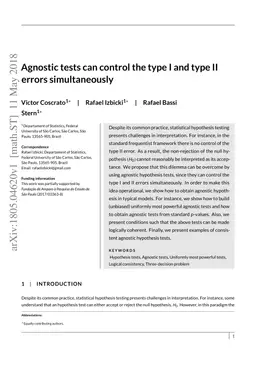 Agnostic tests can control the type I and type II errors simultaneously