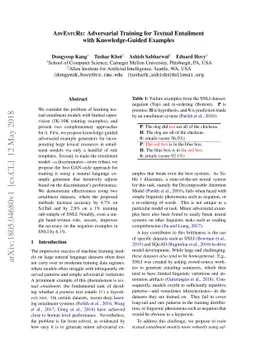 AdvEntuRe: Adversarial Training for Textual Entailment with
  Knowledge-Guided Examples