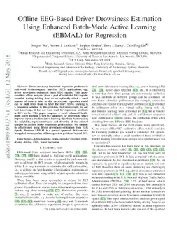 Offline EEG-Based Driver Drowsiness Estimation Using Enhanced Batch-Mode
  Active Learning (EBMAL) for Regression