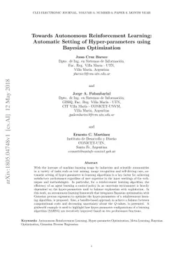 Towards Autonomous Reinforcement Learning: Automatic Setting of
  Hyper-parameters using Bayesian Optimization