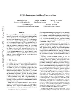 VAMS: Verifiable Auditing of Access to Confidential Data