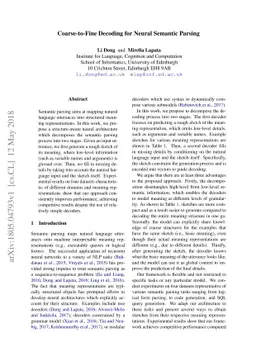 Coarse-to-Fine Decoding for Neural Semantic Parsing