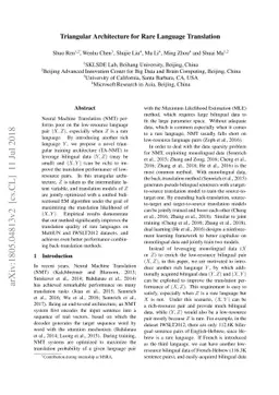 Triangular Architecture for Rare Language Translation