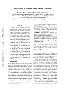 Bag-of-Words as Target for Neural Machine Translation