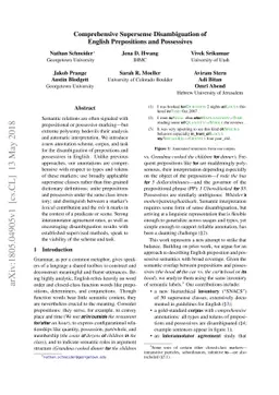 Comprehensive Supersense Disambiguation of English Prepositions and
  Possessives