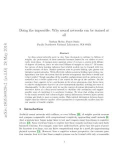 Doing the impossible: Why neural networks can be trained at all