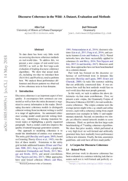 Discourse Coherence in the Wild: A Dataset, Evaluation and Methods