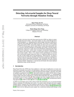 Detecting Adversarial Samples for Deep Neural Networks through Mutation
  Testing