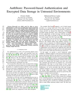 AuthStore: Password-based Authentication and Encrypted Data Storage in
  Untrusted Environments