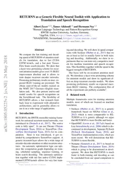 RETURNN as a Generic Flexible Neural Toolkit with Application to
  Translation and Speech Recognition