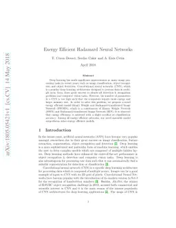Energy Efficient Hadamard Neural Networks