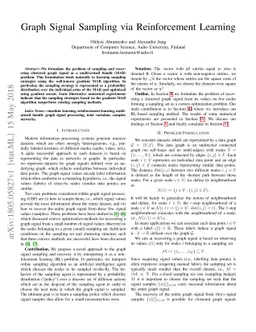 Graph Signal Sampling via Reinforcement Learning