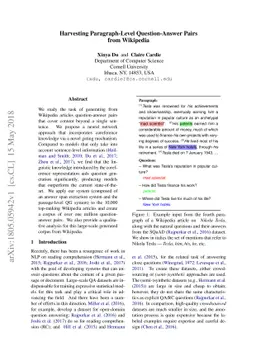 Harvesting Paragraph-Level Question-Answer Pairs from Wikipedia