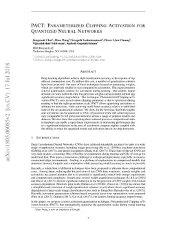 PACT: Parameterized Clipping Activation for Quantized Neural Networks