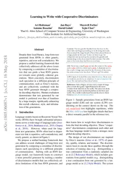 Learning to Write with Cooperative Discriminators